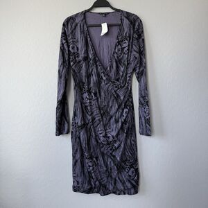 NWT Banana Republic XLarge Purple Black Stretch Long Sleeve‎ Pencil Dress 2011